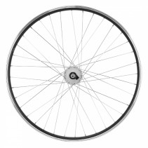 Roue vtc 700x35 avant er10 alu noir double paroi moy Shimano argent dynamo 6 volt-3w (pour eclairage avant et arriere) -