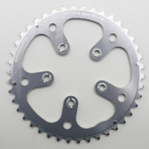 PLATEAU ROUTE 5BRA D.130 STRONGLIGHT 42DTS PORTEUR ARGENT D.74 ALU 7075 TYPE SHIMANO 9-10V.