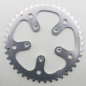 PLATEAU ROUTE 5BRA D.130 STRONGLIGHT 42DTS PORTEUR ARGENT D.74 ALU 7075 TYPE SHIMANO 9-10V.