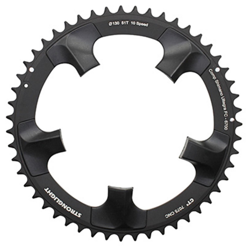 PLATEAU ROUTE 5BRA D.130 POUR SHIMANO ULTEGRA 6700 STRONGLIGHT CT2 51DTS EXTERIEUR COMPATIBLE DURA-ACE 7900 NOIR 10V.