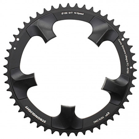 PLATEAU ROUTE 5BRA D.130 POUR SHIMANO ULTEGRA 6700 STRONGLIGHT CT2 51DTS EXTERIEUR COMPATIBLE DURA-ACE 7900 NOIR 10V.