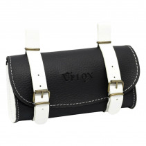 SACOCHE DE SELLE VELO VINTAGE CLASSIC SIMILI CUIR GRAINE NOIR-BLANC