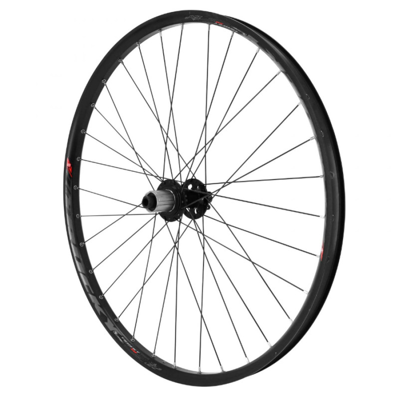 Roue vtt 27.5" trucky 30 disc arriere noir moy Velox roulement disc 6 trous 11-10v. (compatible tubeless et tubetype) pour axe