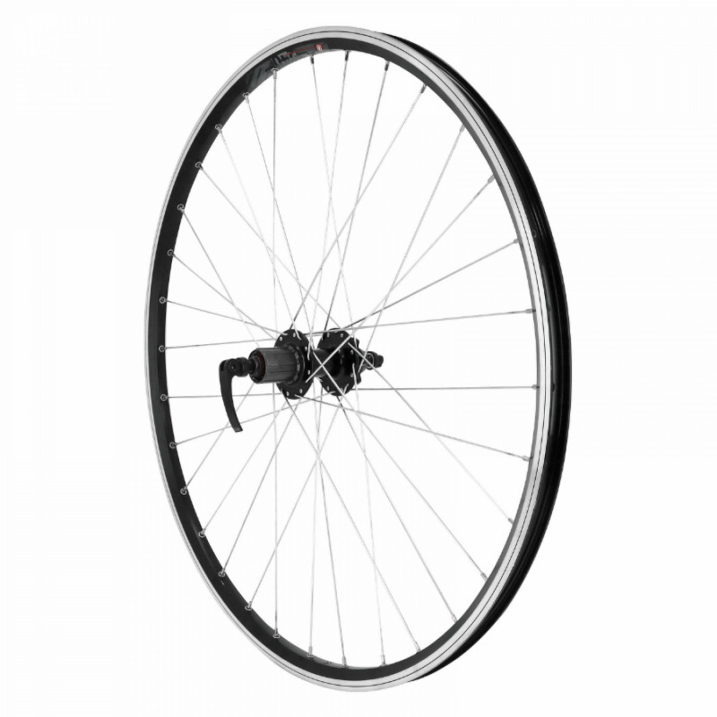 Roue vtc 700x35 disc-v-b arriere m240 alu noir moyeu pour Velox disc 6 trous pour cassette Shimano-Sram 10-9v.