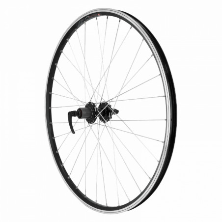 Roue vtc 700x35 disc-v-b arriere m240 alu noir moyeu pour Velox disc 6 trous pour cassette Shimano-Sram 10-9v.