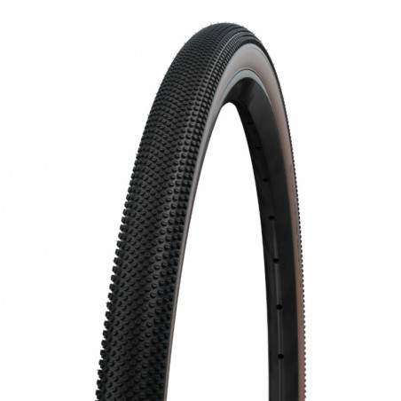 Pneu gravel 700 x 40 Schwalbe g-one allround noir-flanc bronze ts (40-622) renfort race guard tubeless-tubetype compatible vae