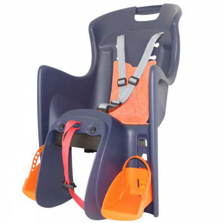 PORTE BEBE AR POLISPORT A FIXER SUR PORTE BAGAGE BOODIE BLEU COUSSIN ORANGE (9 A 22Kgs) HOMOLOGUE EN 14344 - OFFRE SPECIALE -
