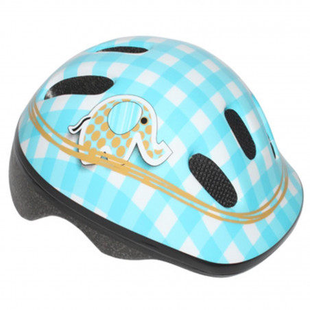 CASQUE VELO ENFANT-BEBE POLISPORT ELEPHANT BLEU-BLANC TAILLE 44-48cm AVEC MOLETTE (VENDU SUR CARTE)