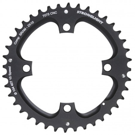 PLATEAU VTT 4BRA D.104 POUR SRAM XO FILETE 10V. STRONGLIGHT DOUBLE 40DTS EXTERIEUR NOIR - EPAISSEUR 5mm FILETE 10V.