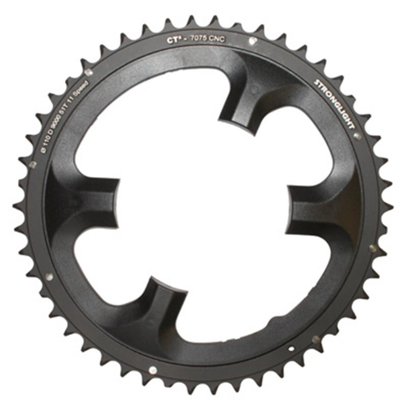 PLATEAU ROUTE 4BRA D.110 POUR SHIMANO DURA-ACE 9000 STRONGLIGHT 51DTS EXTERIEUR NOIR CT2  11V.