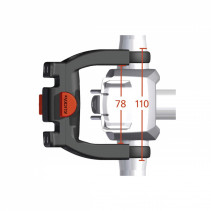 FIXATION DE PANIER AVANT KLICKFIX VAE-E-BIKE SUR CINTRE DIAM 22-26mm  31.8mm - LARGEUR ENTRE COLLIERS 78mm