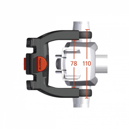 FIXATION DE PANIER AVANT KLICKFIX VAE-E-BIKE SUR CINTRE DIAM 22-26mm  31.8mm - LARGEUR ENTRE COLLIERS 78mm