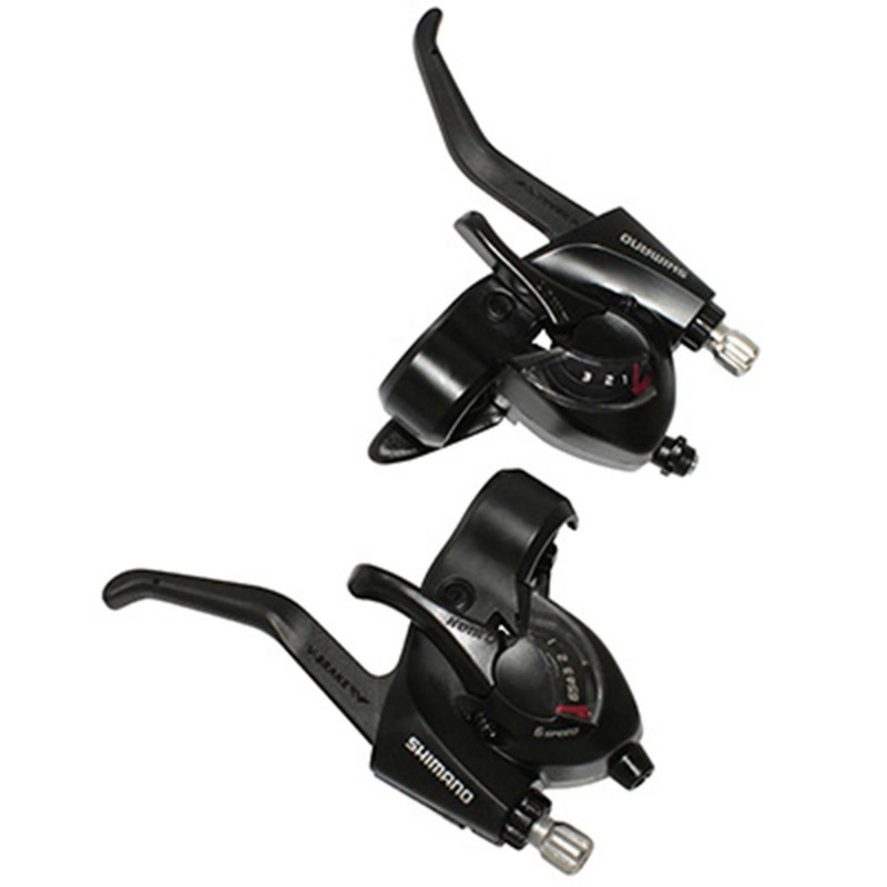LEVIER-MANETTE VTT SHIMANO STEF41 3x6V. NOIR POUR FREIN V-BRAKE (PAIRE) 2 DOIGTS