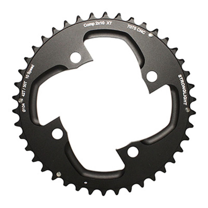 PLATEAU VTT 4BRA D.104 POUR SHIMANO XT M785 STRONGLIGHT DOUBLE 42DTS EXTERIEUR NOIR (POUR INTERIEUR 30DTS) NON FILETE -