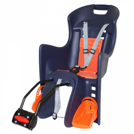 PORTE BEBE AR POLISPORT A FIXER SUR CADRE BOODIE BLEU FONCE COUSSIN ORANGE (9 A 22Kgs) HOMOLOGUE EN 14344 - OFFRE SPECIALE -