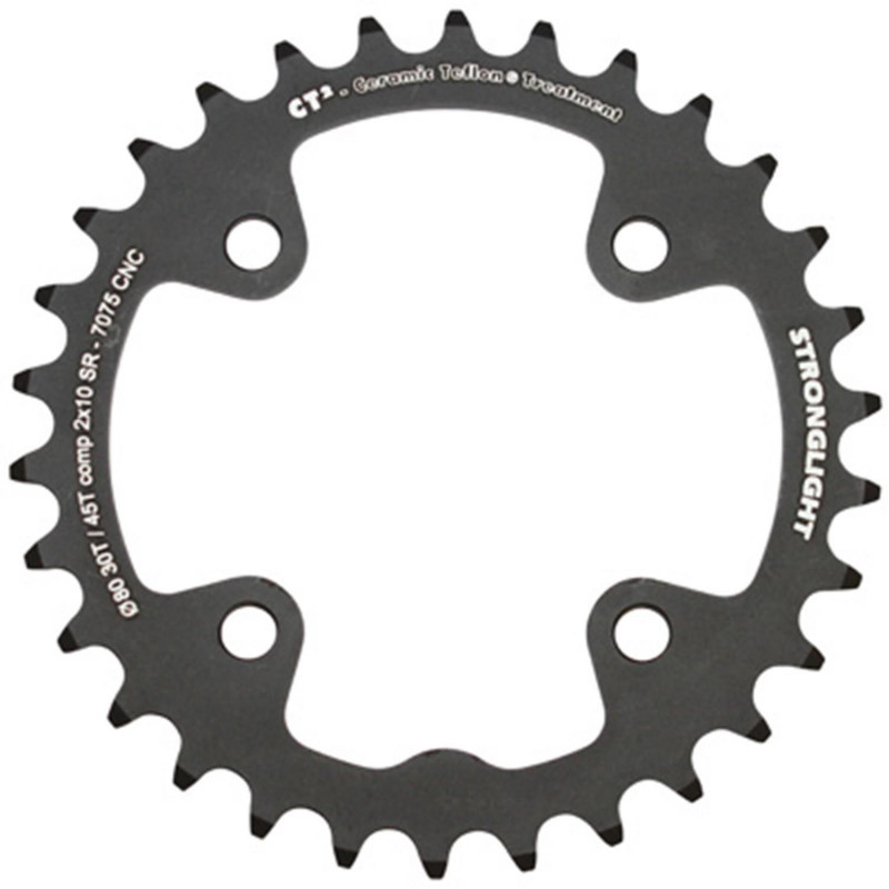 PLATEAU VTT 4BRA D.80 POUR SRAM X0-XX-X9-X7 STRONGLIGHT DOUBLE 30DTS INTERIEUR NOIR CT2  10V. - EPAISSEUR 3.5mm