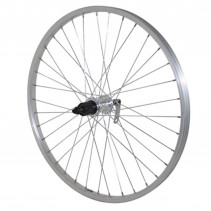 Roue vtt 24" arriere alu moyeu alu blocage pour cassette Shimano 7v.