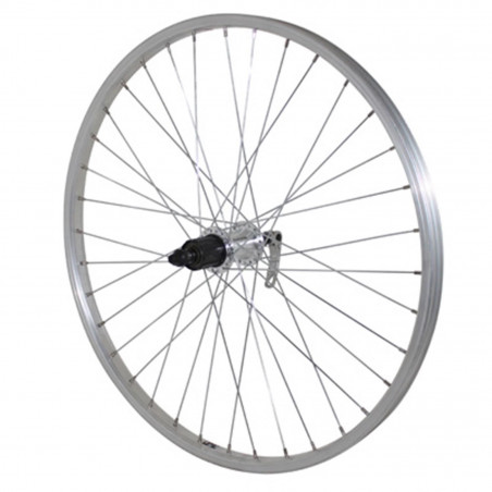 Roue vtt 24" arriere alu moyeu alu blocage pour cassette Shimano 7v.