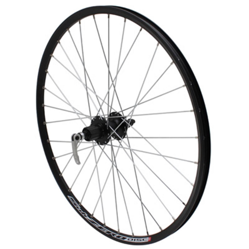 ROUE VTT 26" DISC SUBZERO ARRIERE NOIR ?ILLET MOYEU SHIMANO M475 6TROUS POUR CASSETTE SHIMANO-SRAM 10-9-8V. NOIR RAYONS ARGENT