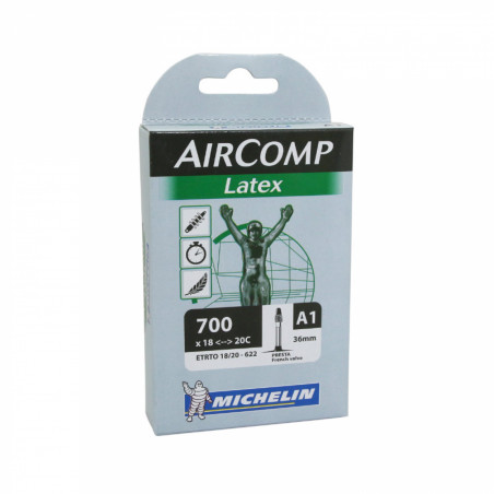 CHAMBRE A AIR VELO 700 x 18-20 MICHELIN A1 LATEX VALVE PRESTA LONGUEUR 36mm 70g