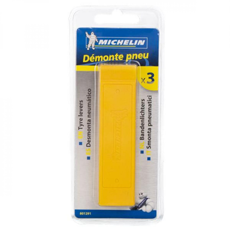 OUTIL DEMONTE PNEU VELO MICHELIN JAUNE BLISTER (JEU DE 3)