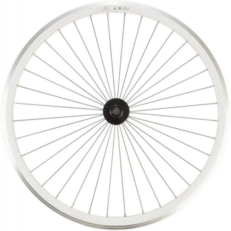 Roue fixie 700 av ecrou axe plein jante blanc mach1 430. moyeu noir 32t