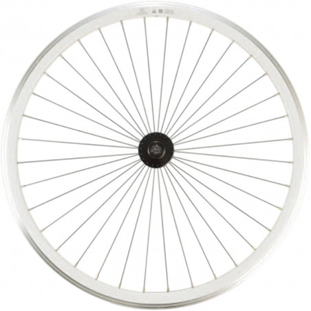 Roue fixie 700 av ecrou axe plein jante blanc mach1 430. moyeu noir 32t