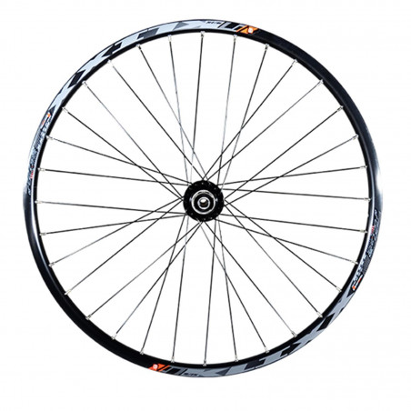 Roue vtt 27.5" ar k7 jante noir mach1 klixx tub.ready disque 6t 9/10/11 axe travers.12x142