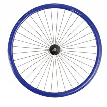 Roue fixie 700 av ecrou axe plein jante bleu mach1 430. moyeu noir 32t
