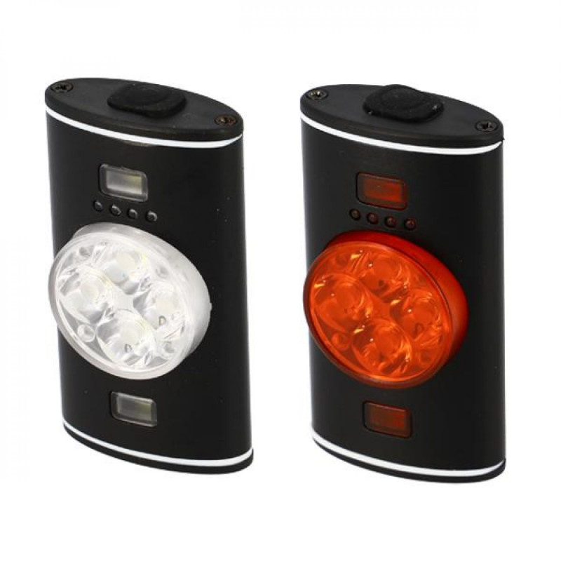ECLAIRAGE VELO RECHARG.USB AV AR KHEAX NODUS  200 LUMENS/25 LUMENS (FIXATION CINTRE)/TIGE