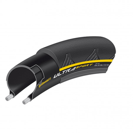 Pneu route 700x25 ts Continental ultra sport ii noir/jaune (25-622)