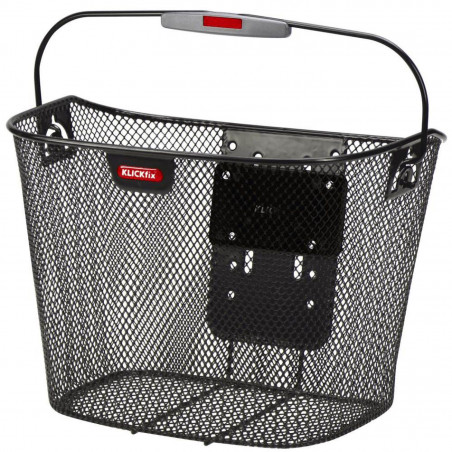 PANIER AVANT ACIER NID ABEILLE KLICKFIX 16L NOIR AVEC ANSE FIXATION SUR CINTRE (36x27x25cm)