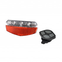 ECLAIRAGE VELO PILE AR OPTIMIZ AVEC CLIGNOTANT 5 FONCTIONS (FIXATION PORTE BAGAGE 80MM)