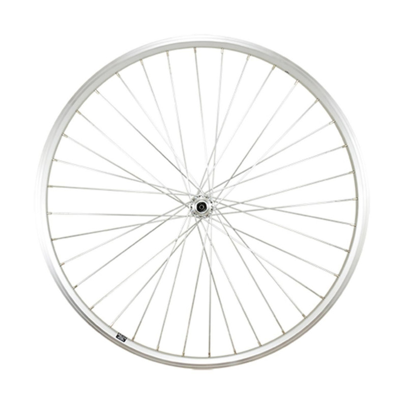 Roue vtc 28" av blocage jante argent mach1 er10. moyeu Shimano tx500 v-brake 36t