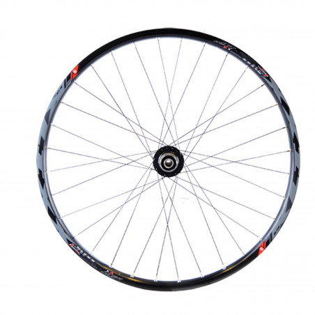 Roue vtt 26" ar k7 jante noir mach1 klixx tub.ready.moy.disque 6t 9/10/11v axe.trav.12x142