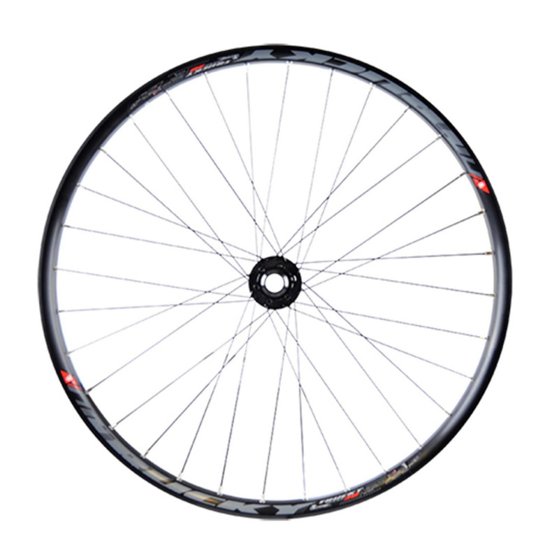 Roue vtt 27.5 " av jante noir mach1 trucky 30 tub.ready disque 6t axe.traversant 20x110