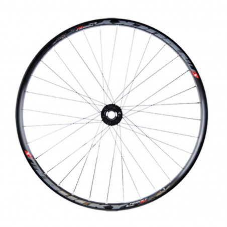 Roue vtt 27.5 " av jante noir mach1 trucky 30 tub.ready disque 6t axe.traversant 20x110