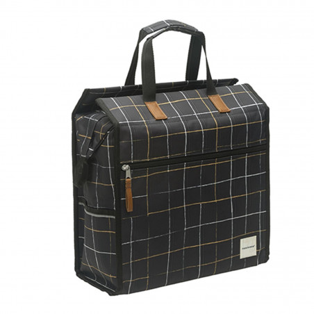 SACOCHE VELO PORTE BAGAGE NEWLOOXS CHECK LILLY A CARREAUX NOIR - 18 LITRES - 350x320x160MM