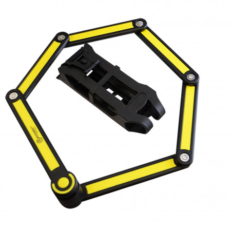 ANTIVOL VELO PLIABLE A CLE L 85CM AUVRAY CITY LOCK NOIR/JAUNE AVEC SUPPORT