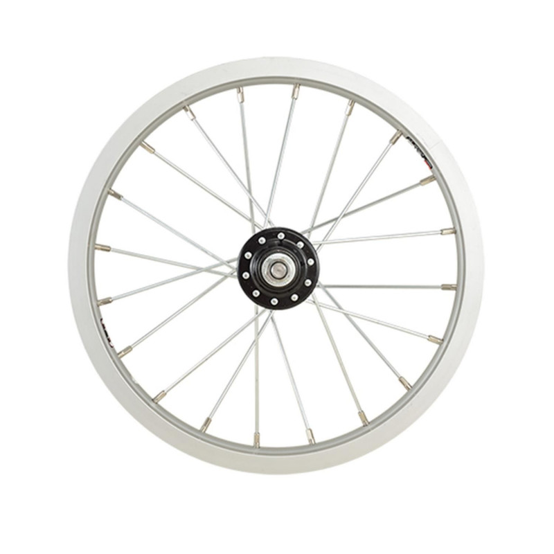 Roue velo enfant 14" av ecrou axe plein jante argent mach1 kid