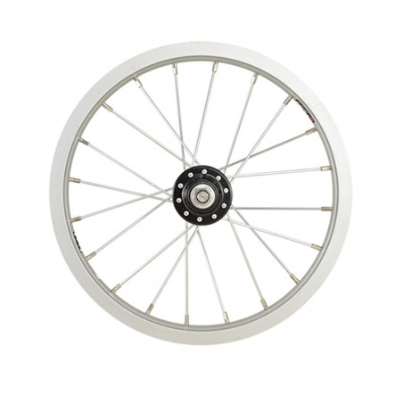 Roue velo enfant 14" av ecrou axe plein jante argent mach1 kid