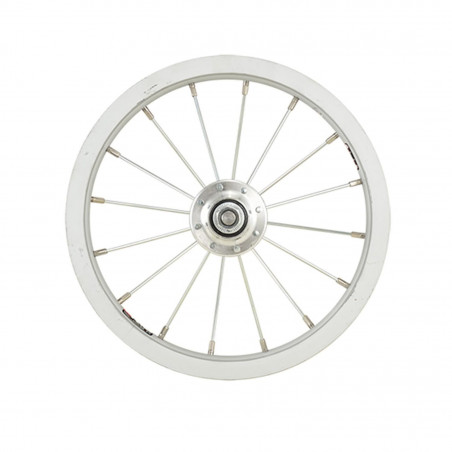 Roue velo enfant 12'' av ecrou axe plein jante argent beretta. 12" 1/2 x 2 1/4