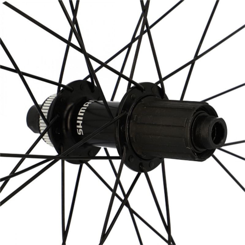 Roue route 700 ar jante noir Shimano rs171 disque centerlock 10/11v axe travers.e thru
