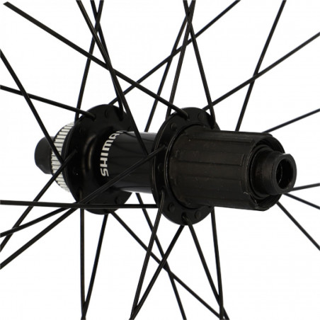 Roue route 700 ar jante noir Shimano rs171 disque centerlock 10/11v axe travers.e thru