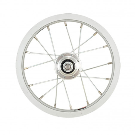 Roue velo enfant 12'' ar ecrou axe plein jante argent beretta. monovitesse 12" 1/2 x 2 1/4