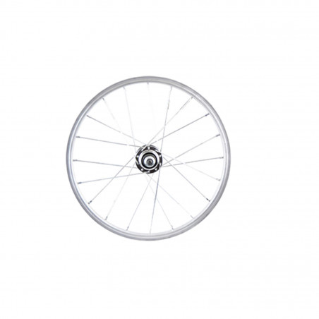 Roue vtt 16" av ecrou axe plein jante argent beretta