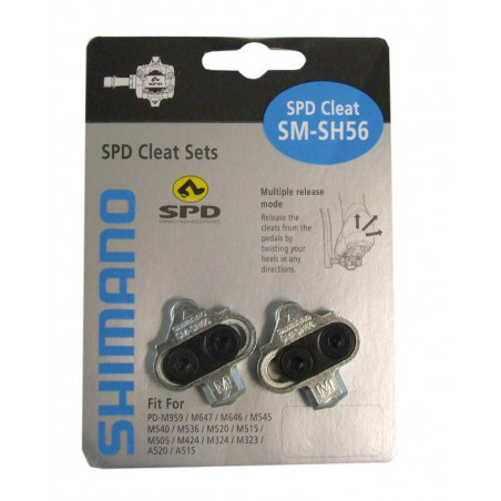 JEU DE CALES SHIMANO SPD SM-SH56 À DÉCLENCHEMENT MULTIDIRECTIONNEL ARGENT