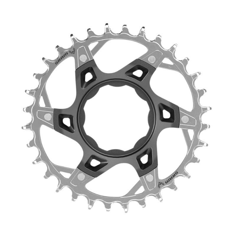 PLATEAU SRAM XX T-TYPE DM 34D POUR TQ ALUMINIUM ARGENTÉ