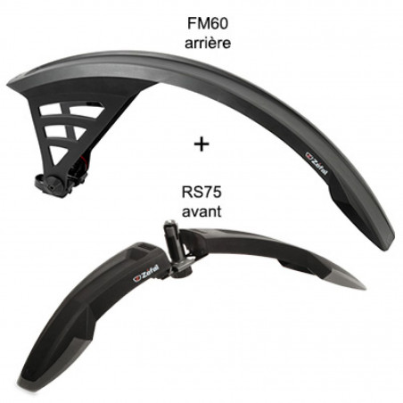 GARDE BOUE VTT ZEFAL KIT DEFLECTOR AVANT FM60   DEFLECTOR ARRIERE RS75 NOIR POUR ROUES 27.5"-29" (VENDU AU KIT)
