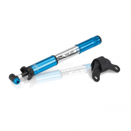 Xlc pu-m027 mini pompe vtt aluminium 220 mm-7bar  argent/bleue